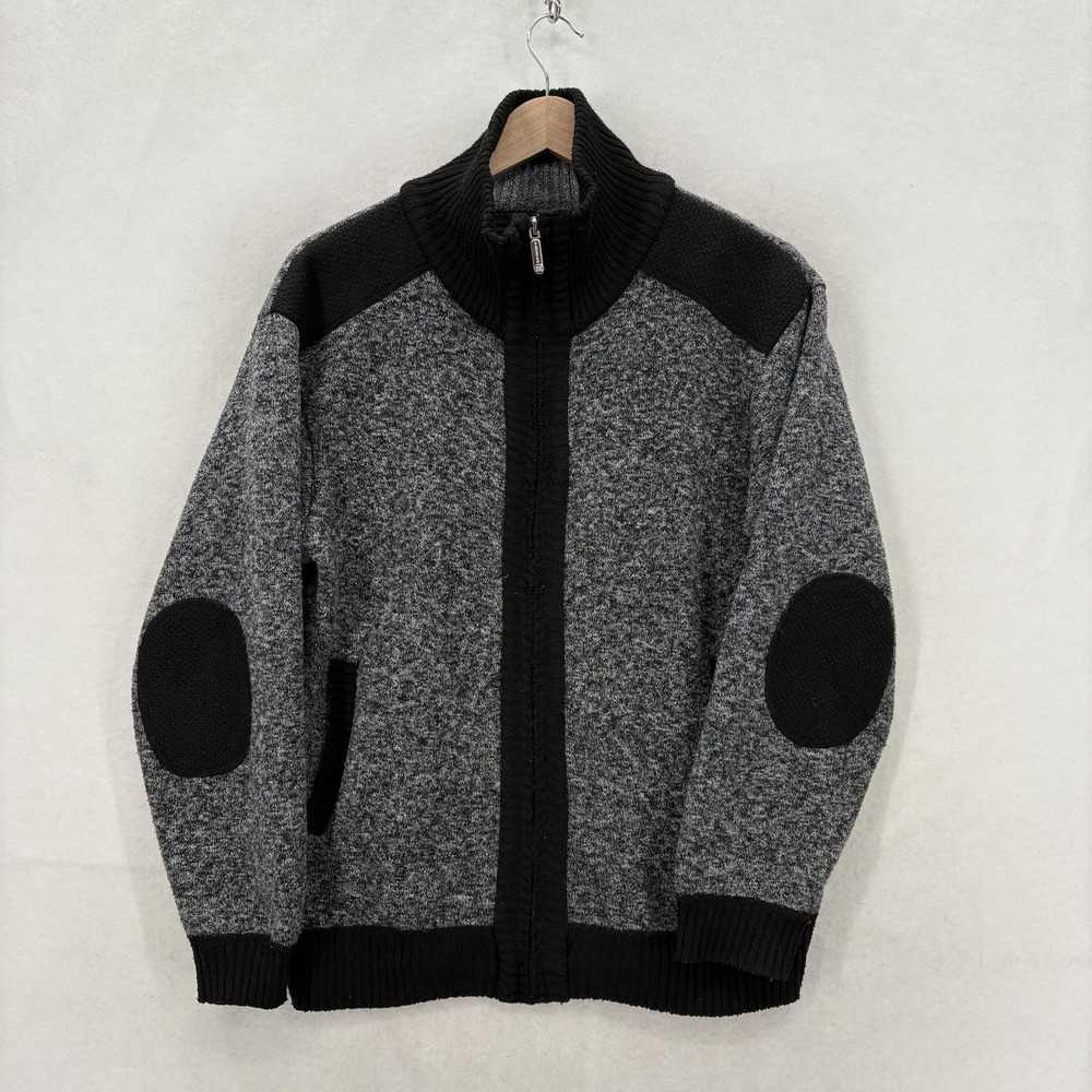 YeoKou Sweater Mens S Gray Full Zip Cashmere Wool Blend Fleece Lined Knit Cozy